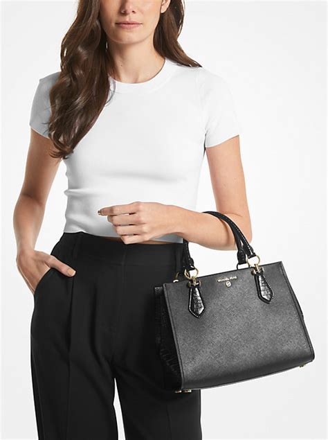 michael kors cleo medium saffiano leather satchel|Michael Kors marilyn medium saffiano.